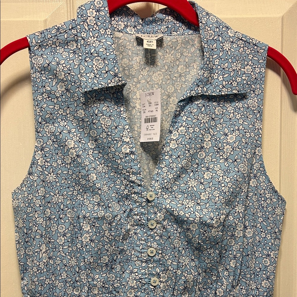 J. Crew Light Blue Floral Button-Up Top